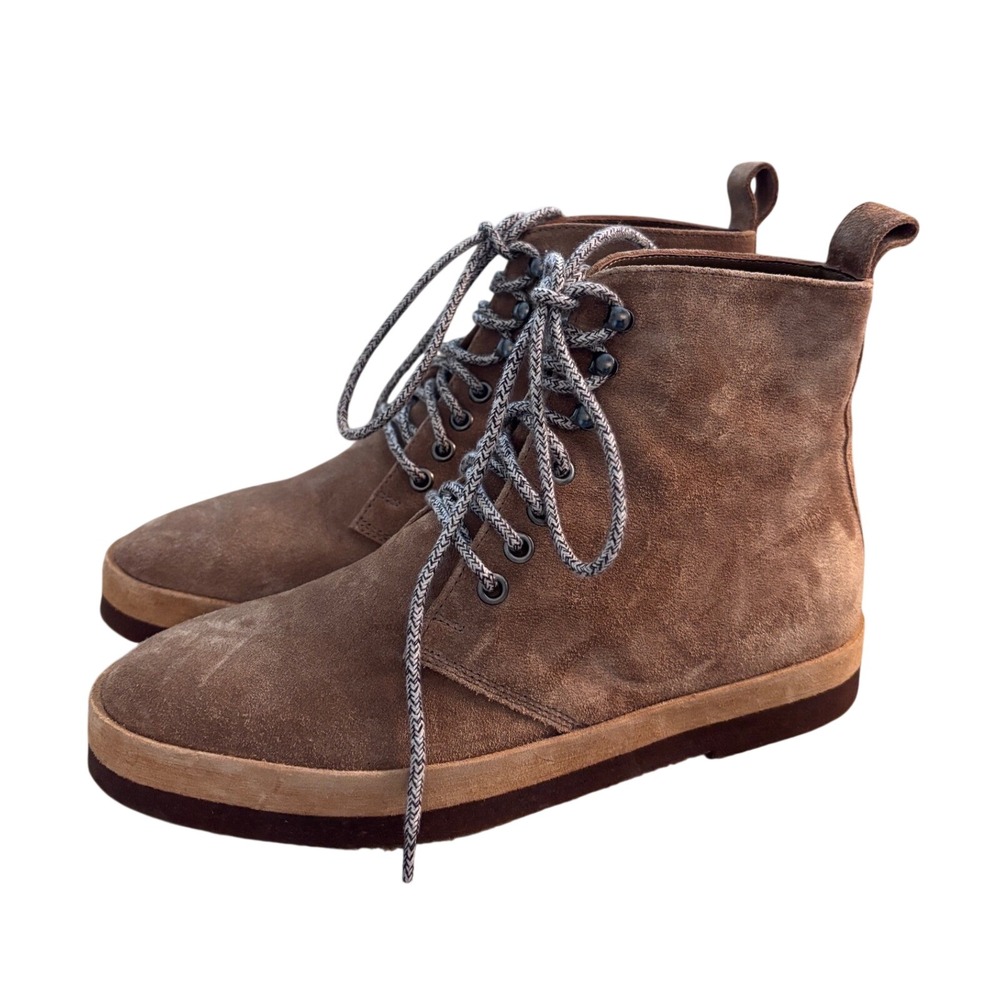 Jenni Kayne Canyon Suede Brown Lace Up Ankle Boots Made in Italy Size 37 US 7 - Picture 2 of 11